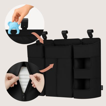 Lionelo - Organizzatore per lettino 3 in 1 SIDEPOCKET Nero
