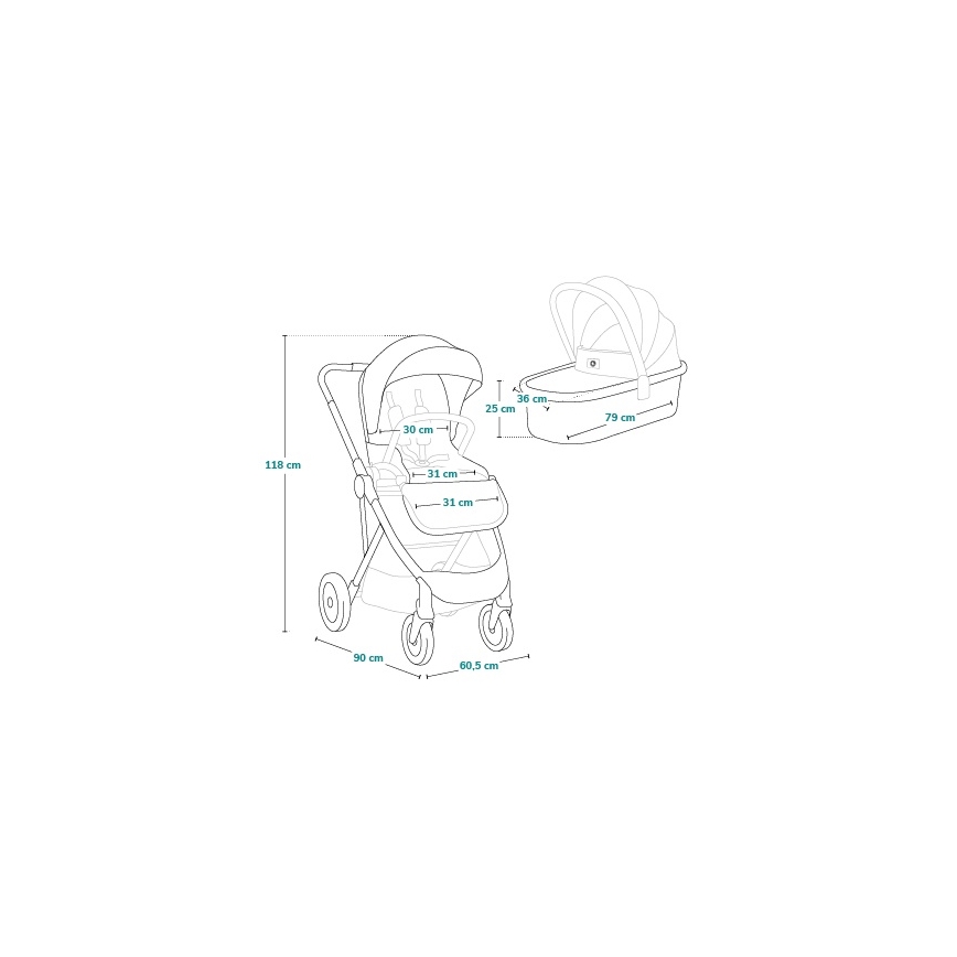 Lionelo - Passeggino combinato 2 in 1 AMBER PLUS Verde Foresta