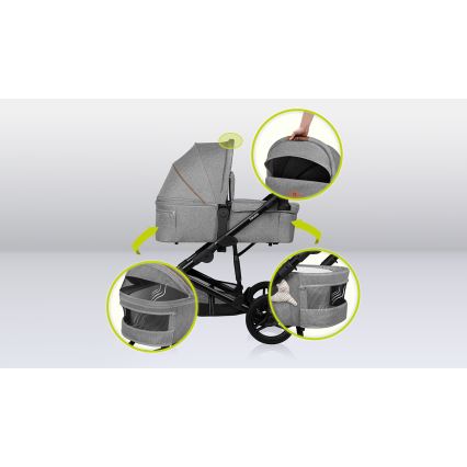 Lionelo - Passeggino combinato 2 in 1 MARI TOUR Grey Stone
