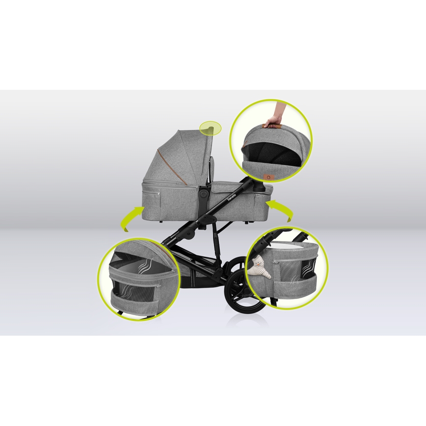 Lionelo - Passeggino combinato 2 in 1 MARI TOUR Grey Stone