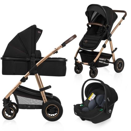 Lionelo - Passeggino combinato 3 in 1 AMBER Nero Onice