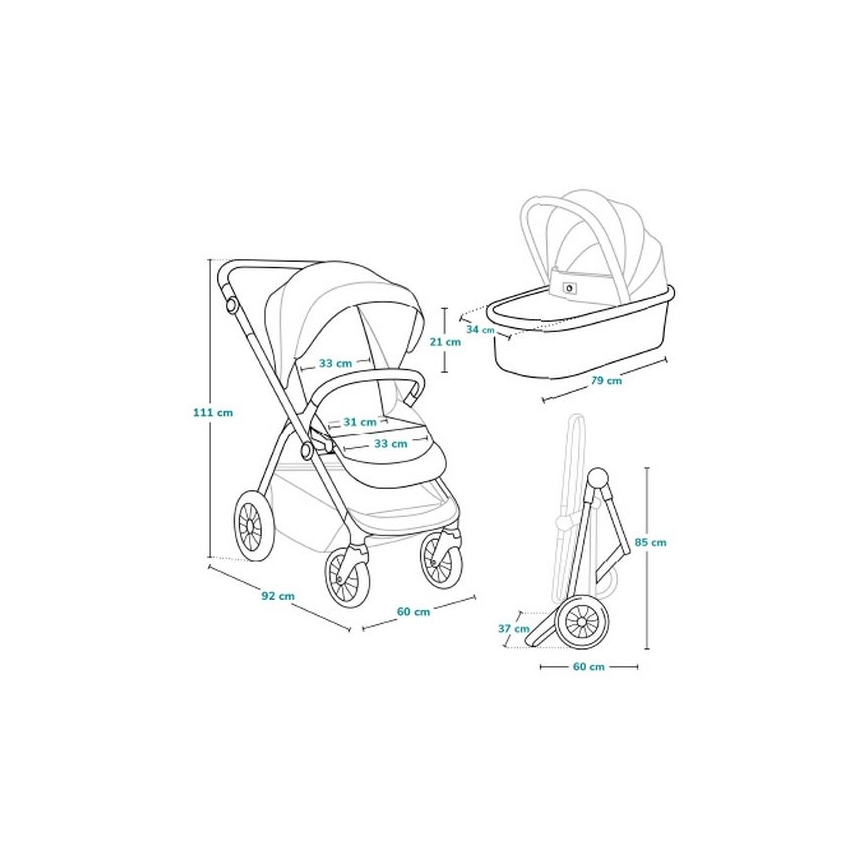 Lionelo - Passeggino combinato 3 in 1 BIANKA Nero Onice