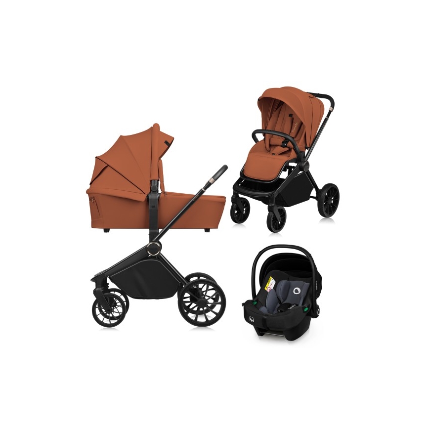 Lionelo - Passeggino combinato 3 in 1 MIKA PLUS Marrone Ruggine