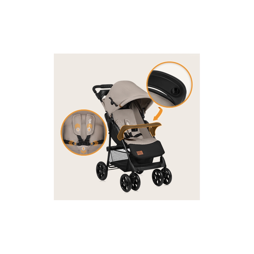Lionelo - Passeggino sportivo EMMA PLUS beige/nero