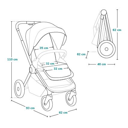 Lionelo - Passeggino sportivo MIKA PLUS Grigio pietra