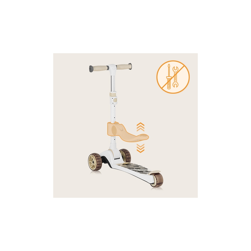 Lionelo - Per bambini scooter 2in1 FRANKY bianco/beige
