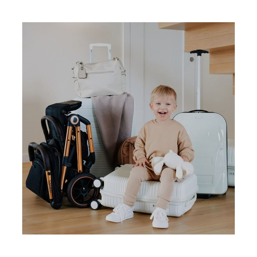 Lionelo - Poussette CLOE noir/bleu/doré