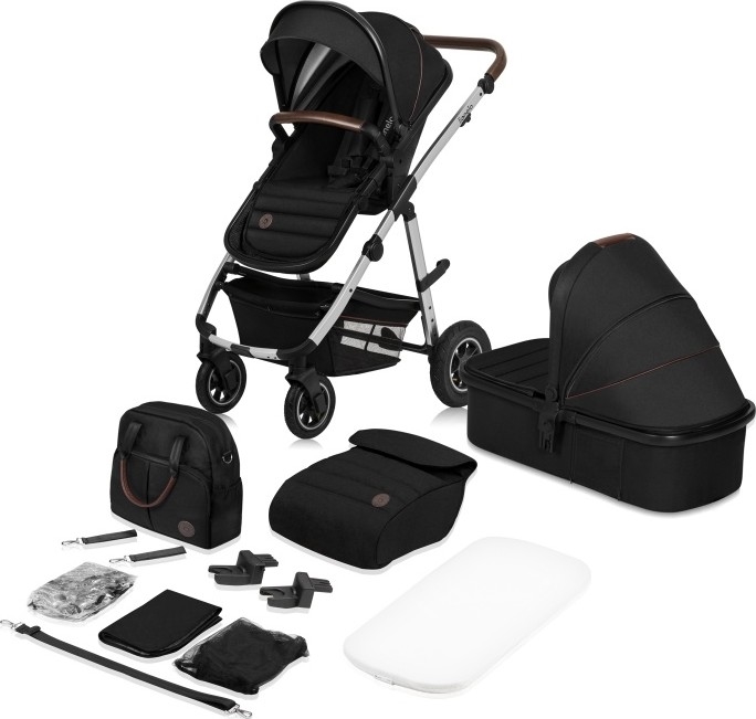 Lionelo - Poussette combinée 2-en-1 AMBER Noir et argent
