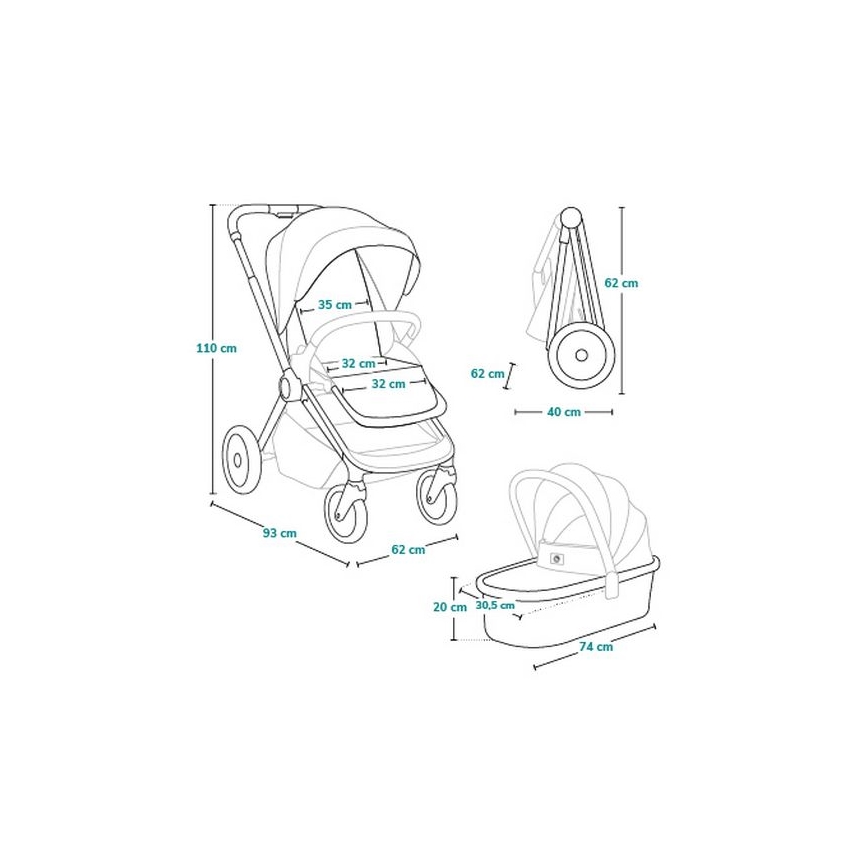 Lionelo - Poussette combinée 2-en-1 MIKA Blue Navy