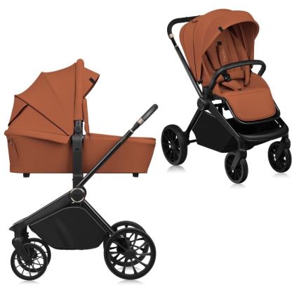 Lionelo - Poussette combinée 2-en-1 MIKA PLUS Brun rouille