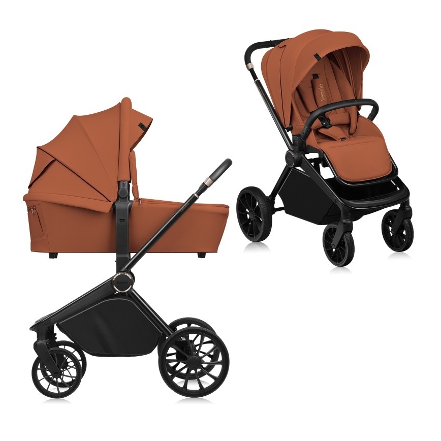 Lionelo - Poussette combinée 2-en-1 MIKA PLUS Brun rouille