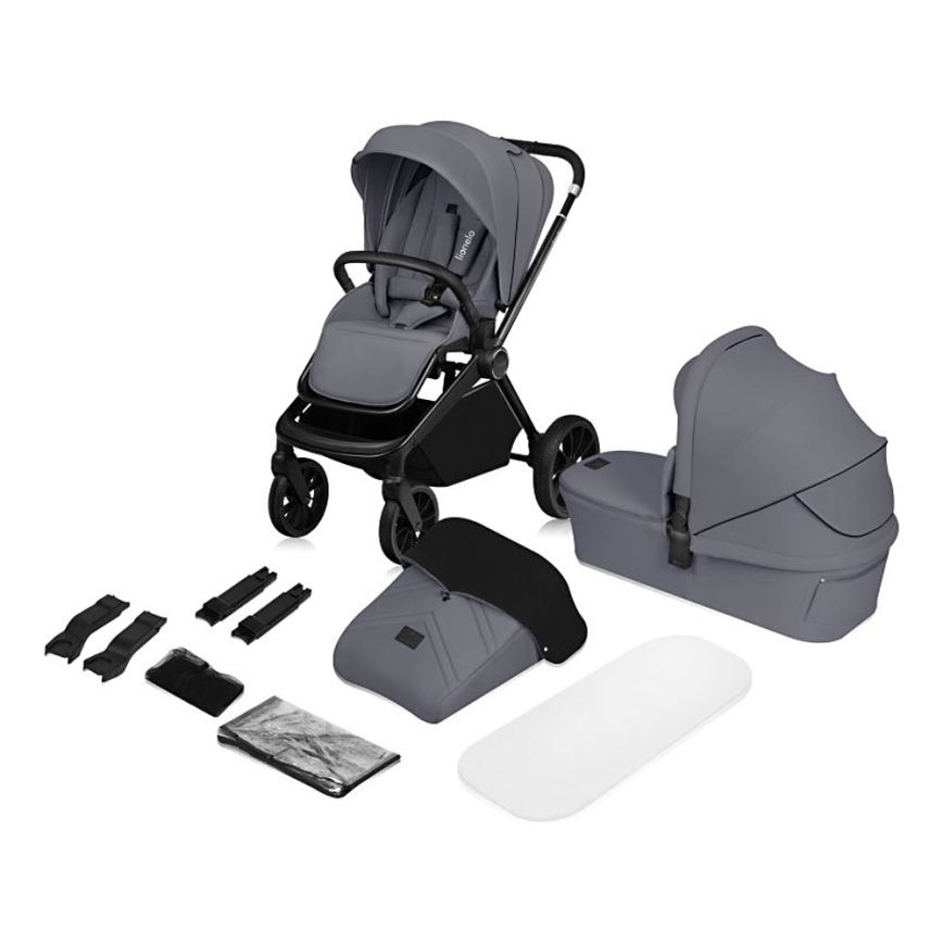 Lionelo - Poussette combinée 2-en-1 MIKA PLUS Grey Stone