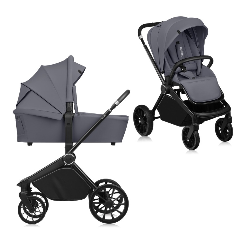 Lionelo - Poussette combinée 2-en-1 MIKA PLUS Grey Stone