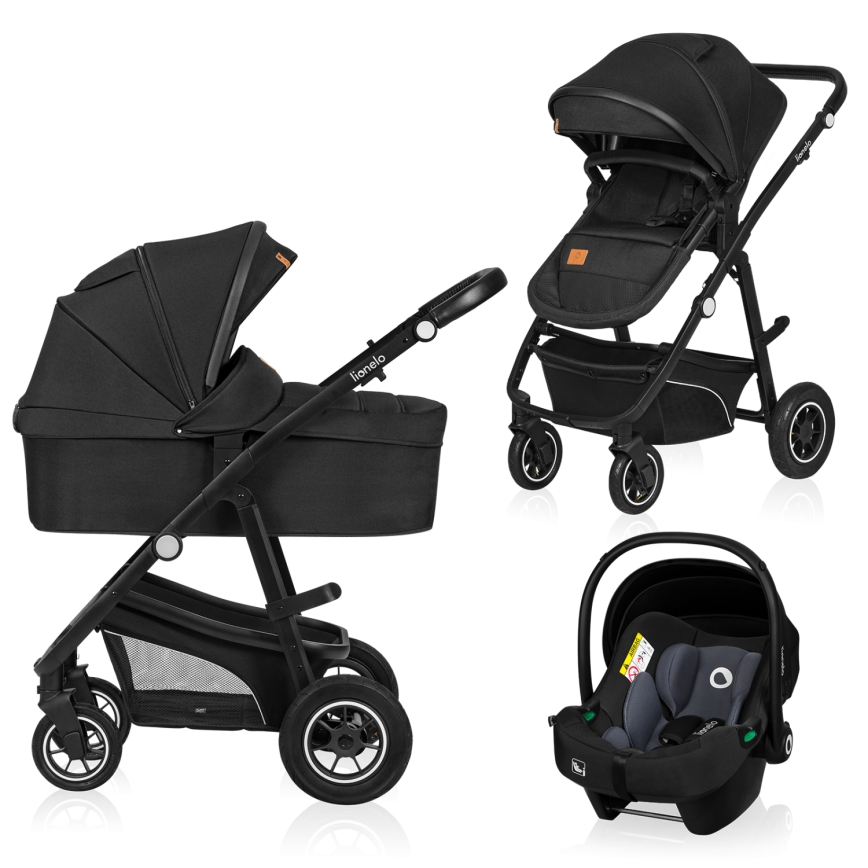 Lionelo - Poussette combinée 3-en-1 BIANKA Noir Onyx