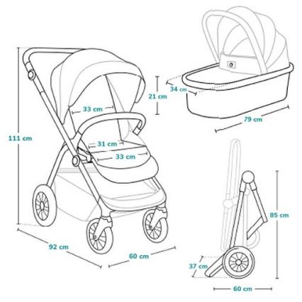 Lionelo - Poussette combinée 3-en-1 BIANKA Noir Onyx