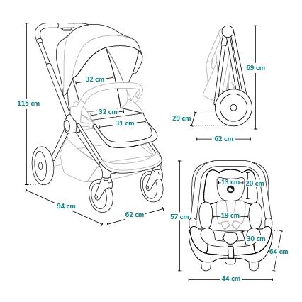 Lionelo - Poussette combinée 3-en-1 LAYLA Vert forêt