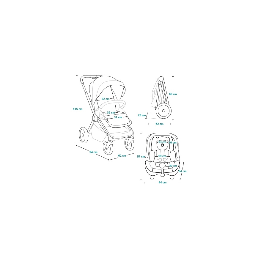 Lionelo - Poussette combinée 3-en-1 LAYLA Vert forêt