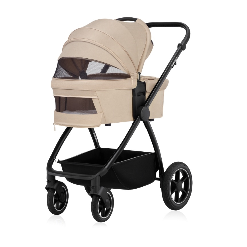 Lionelo - Poussette combinée 3-en-1 MERIL Beige Sable