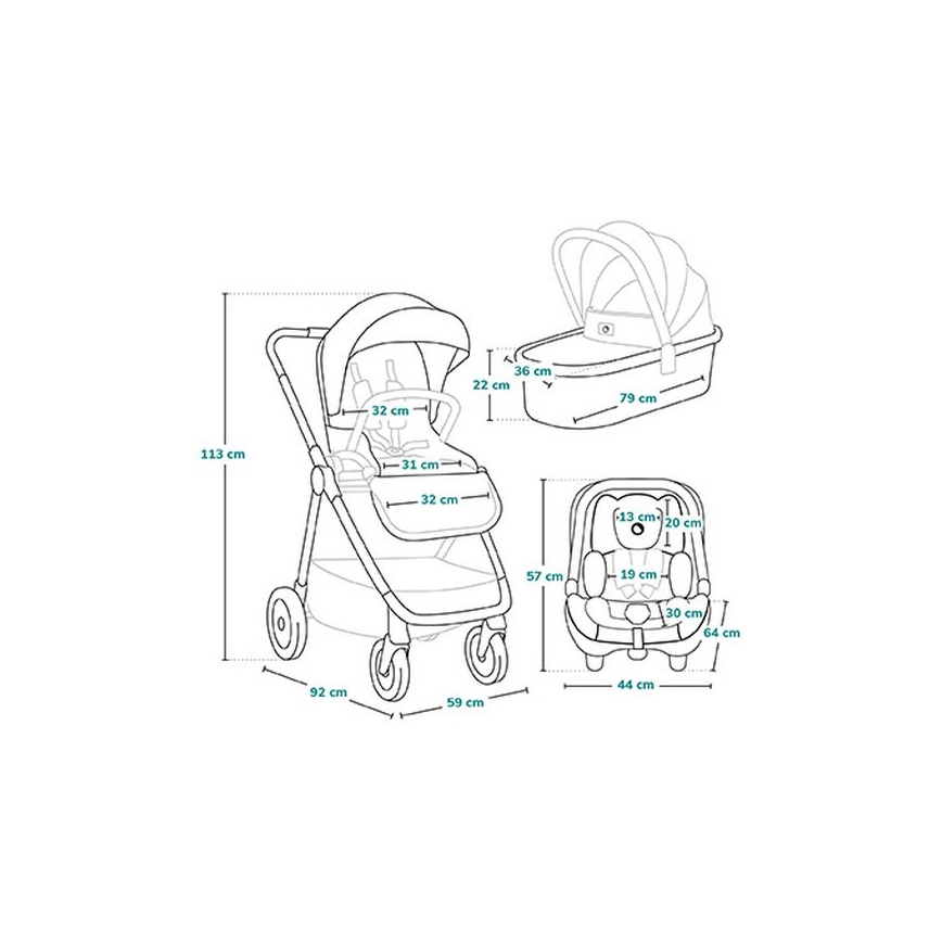 Lionelo - poussette combinée 3-en-1 MERIL Gris pierre