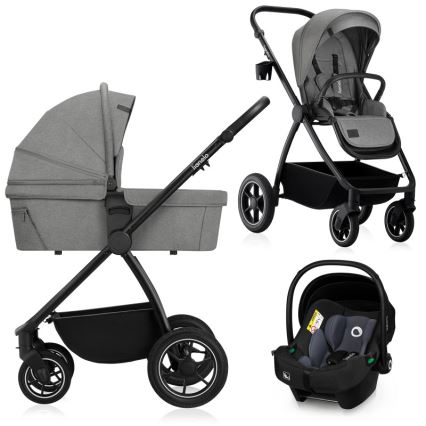 Lionelo - Poussette combinée 3-en-1 MERIL Gris Stone