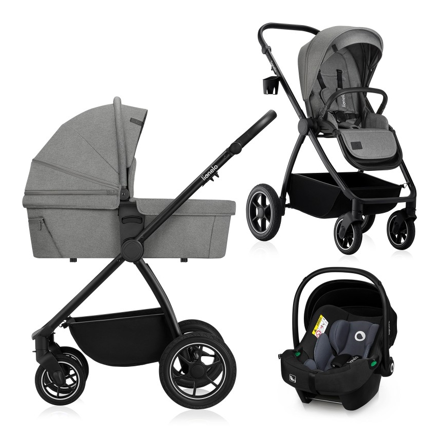 Lionelo - Poussette combinée 3-en-1 MERIL Gris Stone