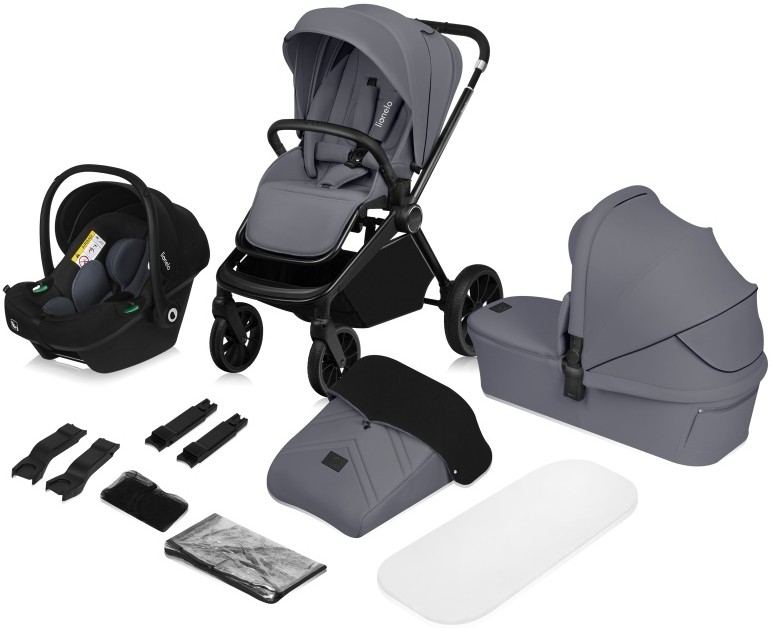 Lionelo - Poussette combinée 3-en-1 MIKA PLUS Gris Stone