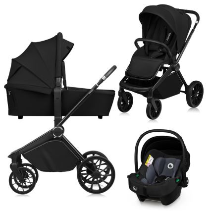 Lionelo - Poussette combinée 3 en 1 MIKA PLUS Noir Onyx