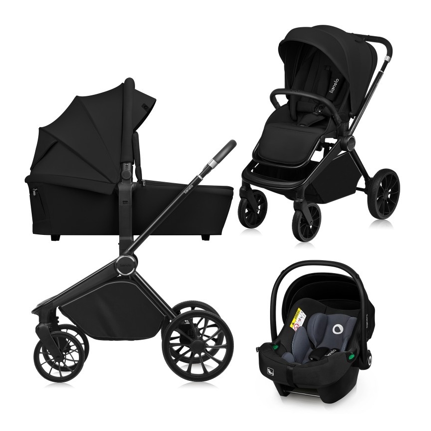 Lionelo - Poussette combinée 3 en 1 MIKA PLUS Noir Onyx