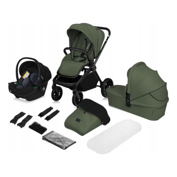 Lionelo - Poussette combinée 3-en-1 MIKA PLUS Vert olive