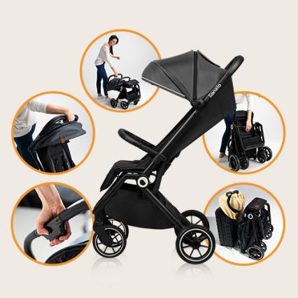 Lionelo - Poussette sportive CLOE noir/gris