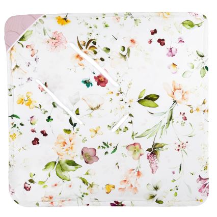 Lionelo - Pucksack für den Autokindersitz TRAVEL SWADDLE 90x90 cm Pink Flower