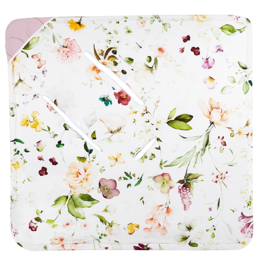 Lionelo - Pucksack für den Autokindersitz TRAVEL SWADDLE 90x90 cm Pink Flower