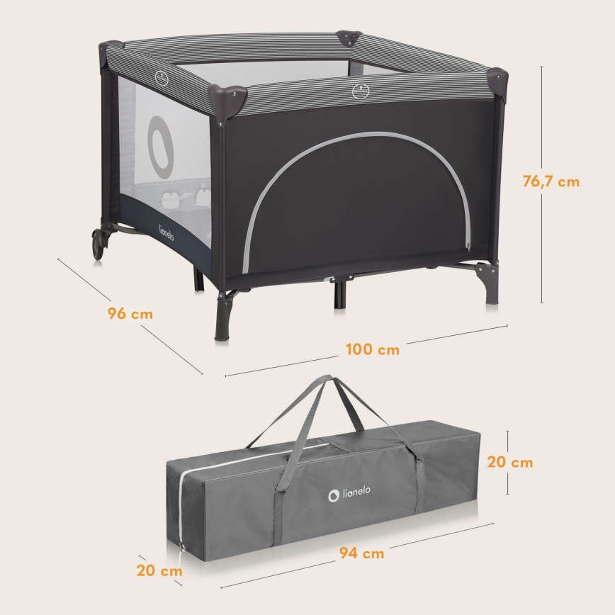 Lionelo - Recinto gioco BONNIE Grigio Scandi