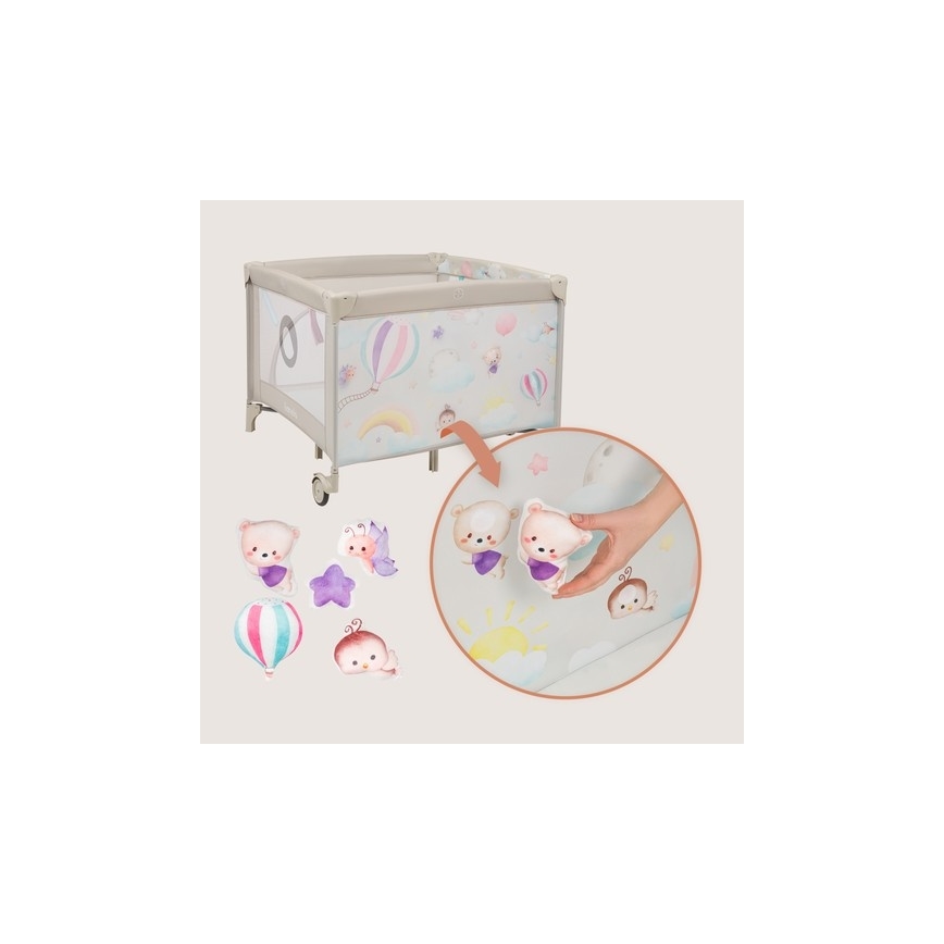 Lionelo - Recinto per bambini MILLE PLUS Grigio/Beige