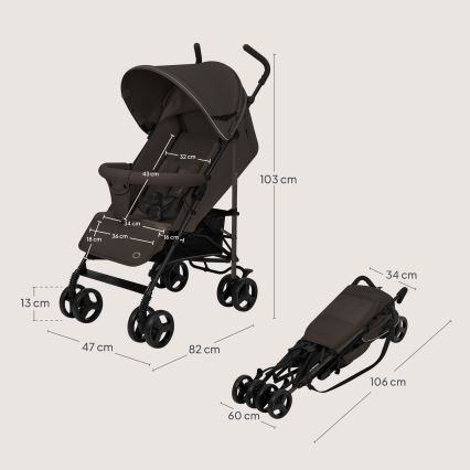 Lionelo - Regenschirm-Kinderwagen ELIA Brown Chocolate