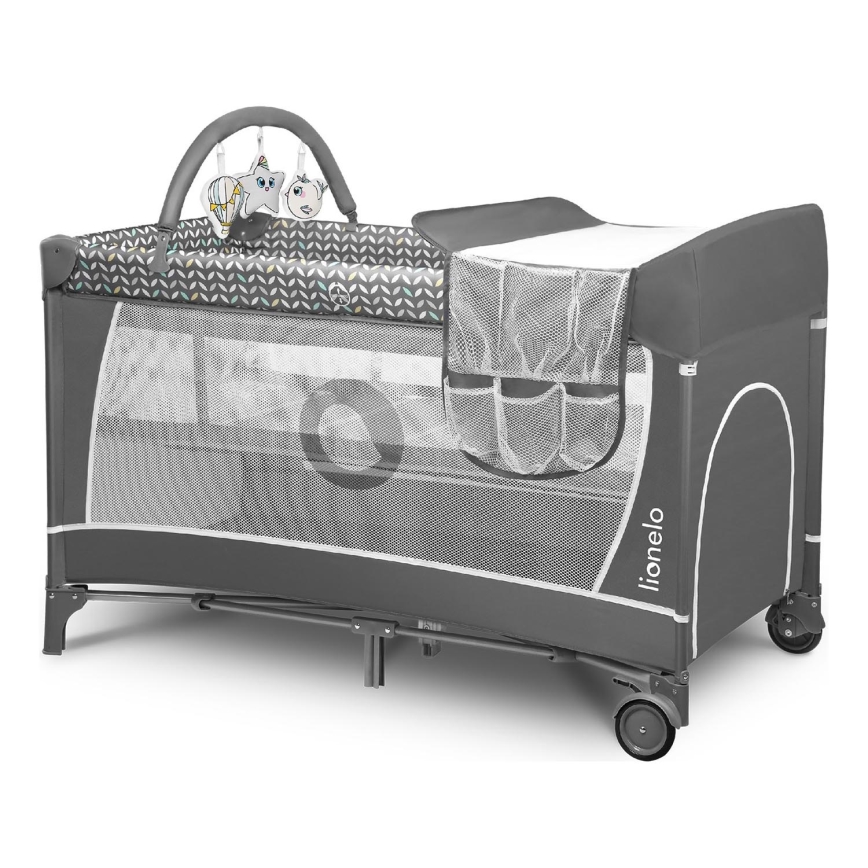 Lionelo - Reisebett FLOWER Scandi Grau