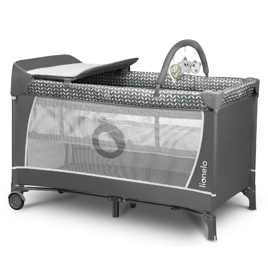 Lionelo - Reisebett FLOWER Scandi Grau