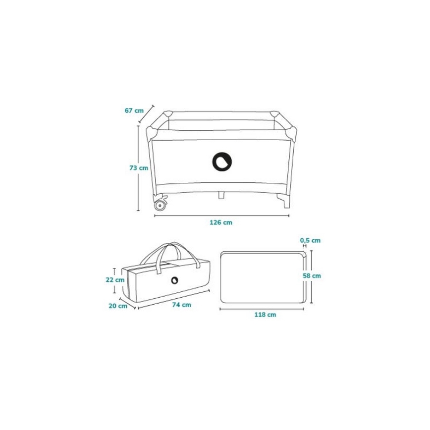 Lionelo - Reisebett STEFI rosa/grau