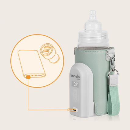 Lionelo - Scaldabiberon ricaricabile THERMUP GO EVO 18W/5V verde/bianco