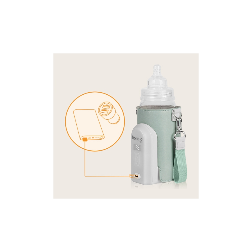 Lionelo - Scaldabiberon ricaricabile THERMUP GO EVO 18W/5V verde/bianco