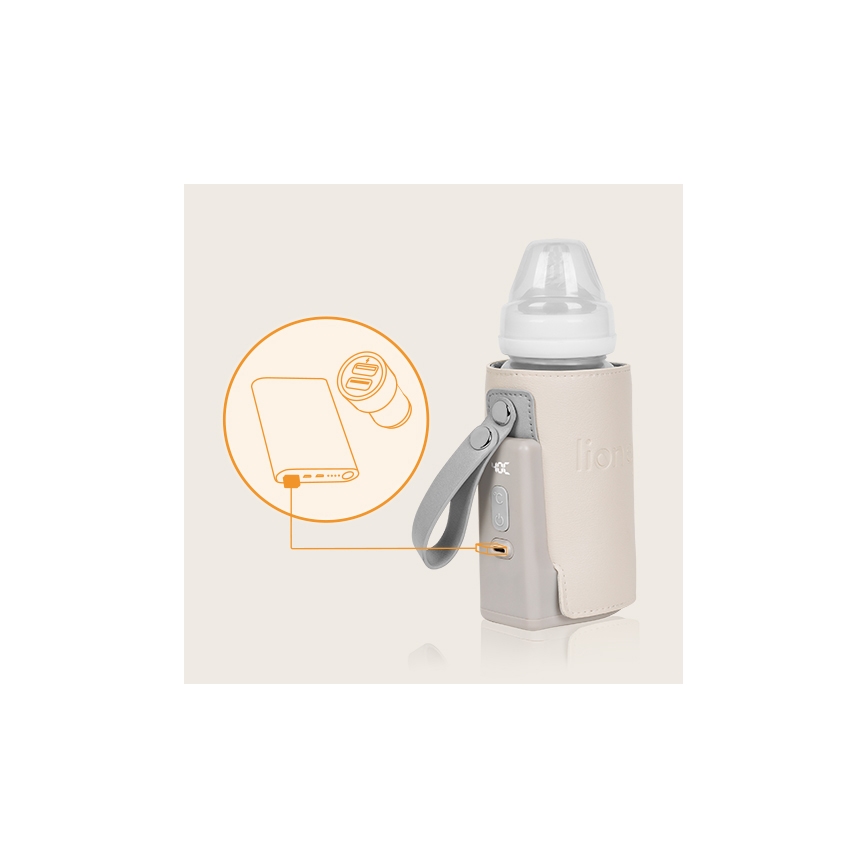 Lionelo - Scaldabiberon ricaricabile THERMUP GO PLUS 10W/5V beige