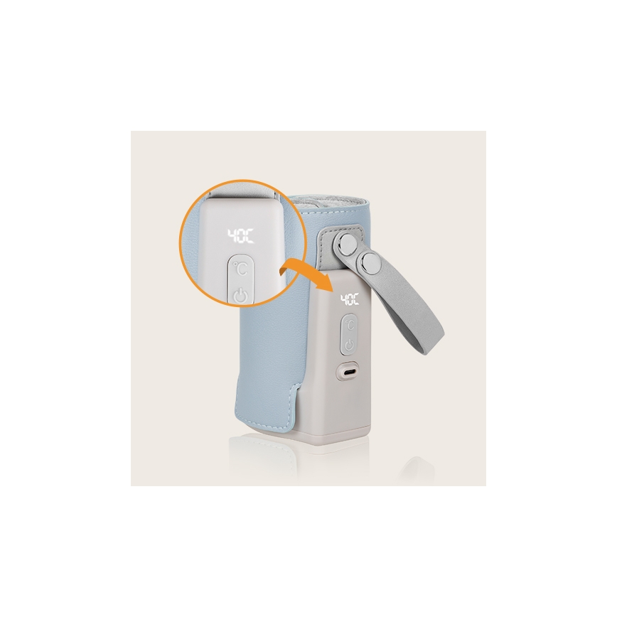 Lionelo - Scaldabiberon ricaricabile THERMUP GO PLUS 10W/5V blu/grigio