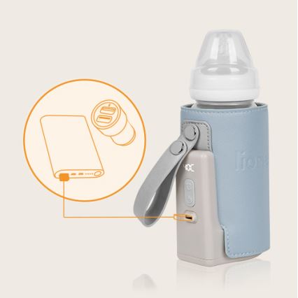 Lionelo - Scaldabiberon ricaricabile THERMUP GO PLUS 10W/5V blu/grigio