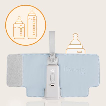 Lionelo - Scaldabiberon ricaricabile THERMUP GO PLUS 10W/5V blu/grigio