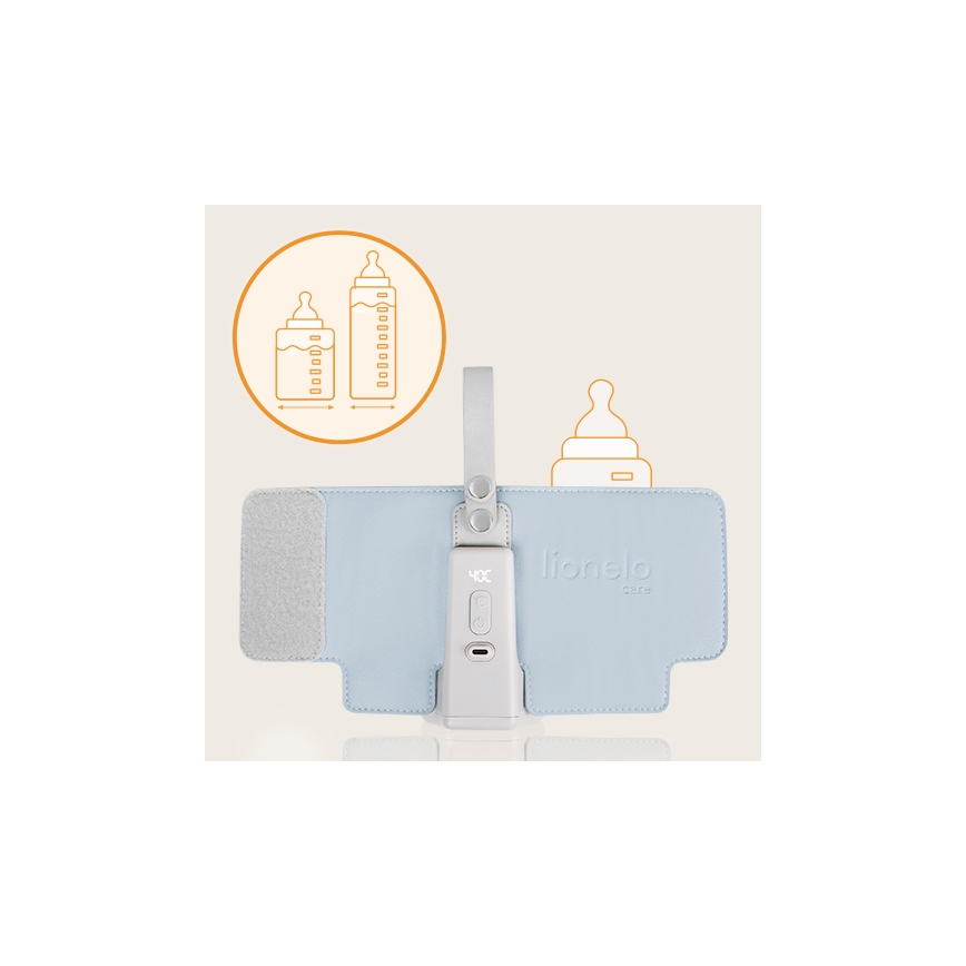 Lionelo - Scaldabiberon ricaricabile THERMUP GO PLUS 10W/5V blu/grigio