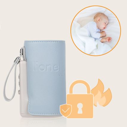Lionelo - Scaldabiberon ricaricabile THERMUP GO PLUS 10W/5V blu/grigio