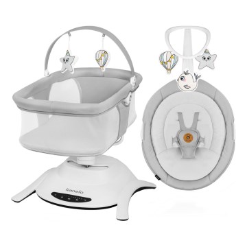 Lionelo - Sdraietta per neonati con melodia 2 in 1 BELLA 4xAA Grigio Cemento + telecomando