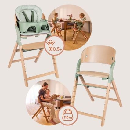 Lionelo - Seggiolina da pappa 3 in 1 MEGAN Legno Verde