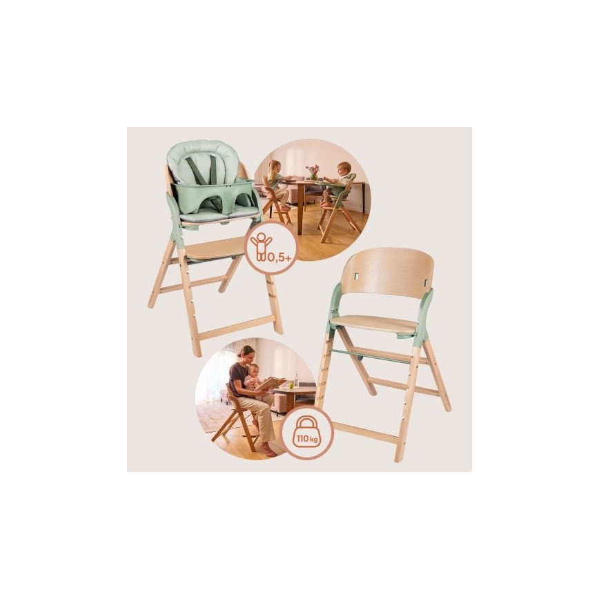 Lionelo - Seggiolina da pappa 3 in 1 MEGAN Legno Verde