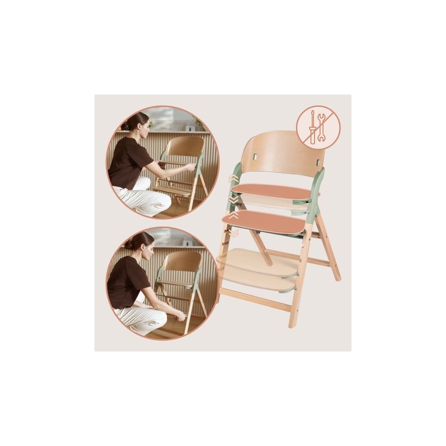 Lionelo - Seggiolina da pappa 3 in 1 MEGAN Legno Verde